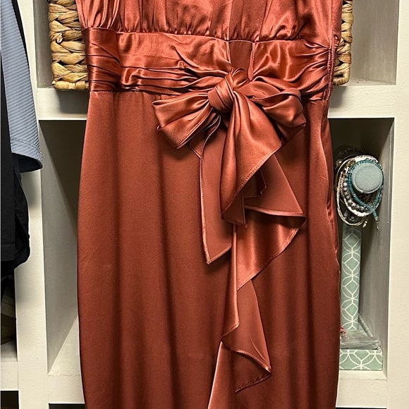 Satin Rust High Low Dress - Picture 3 of 3